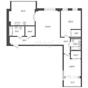 3-к квартира, вторичка, 110м2, 12/22 этаж