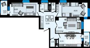 3-к квартира, вторичка, 89м2, 17/25 этаж