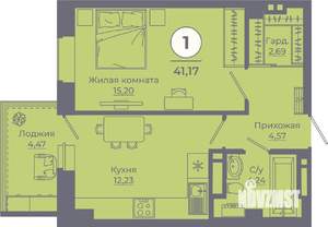 1-к квартира, вторичка, 41м2, 14/24 этаж