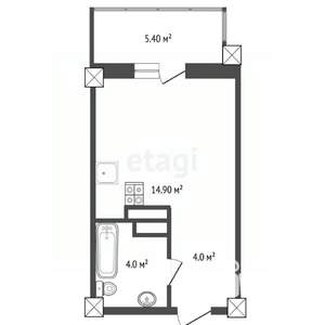 Студия квартира, вторичка, 30м2, 14/20 этаж