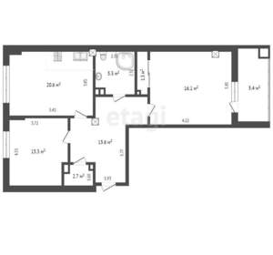 2-к квартира, вторичка, 78м2, 3/10 этаж