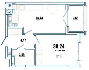 1-к квартира, вторичка, 38м2, 2/4 этаж