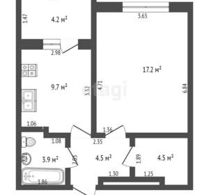 1-к квартира, вторичка, 33м2, 2/9 этаж