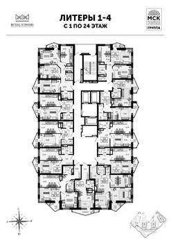 1-к квартира, строящийся дом, 35м2, 22/24 этаж
