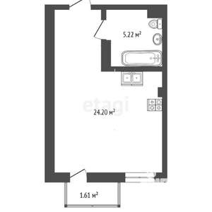 Студия квартира, вторичка, 31м2, 21/25 этаж