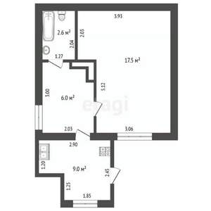 2-к квартира, вторичка, 42м2, 1/1 этаж