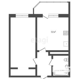 1-к квартира, вторичка, 30м2, 3/5 этаж