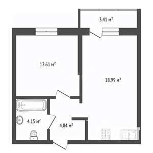 1-к квартира, вторичка, 44м2, 18/30 этаж