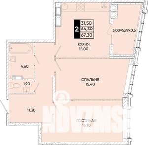 2-к квартира, вторичка, 67м2, 24/24 этаж