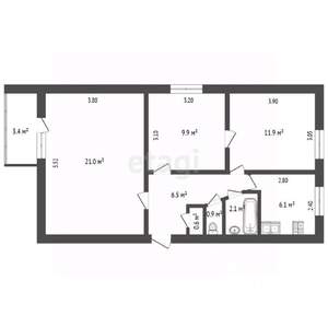 3-к квартира, вторичка, 63м2, 7/9 этаж