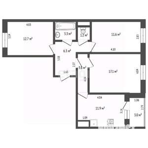 3-к квартира, вторичка, 68м2, 7/18 этаж