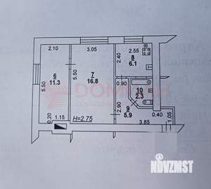 2-к квартира, вторичка, 44м2, 1/2 этаж