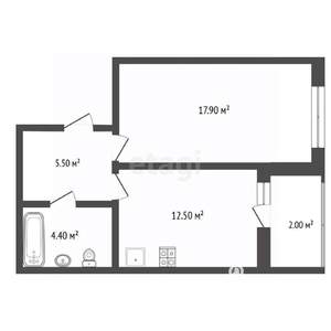 1-к квартира, вторичка, 42м2, 12/23 этаж