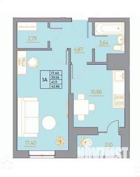 1-к квартира, вторичка, 43м2, 11/22 этаж