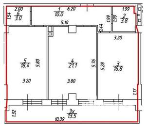 3-к квартира, вторичка, 85м2, 6/24 этаж