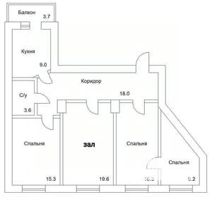 4-к квартира, вторичка, 94м2, 2/4 этаж