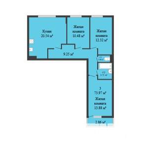 3-к квартира, вторичка, 74м2, 5/25 этаж