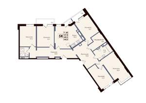 5-к квартира, вторичка, 141м2, 4/25 этаж
