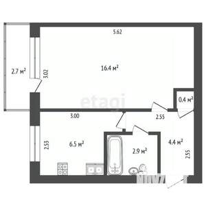 1-к квартира, вторичка, 32м2, 4/5 этаж