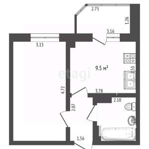 1-к квартира, вторичка, 36м2, 1/6 этаж