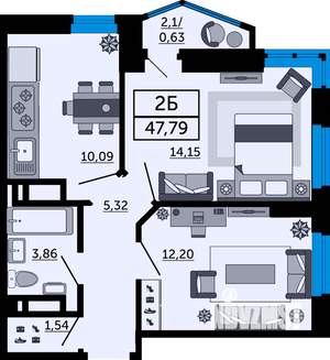 2-к квартира, вторичка, 48м2, 9/26 этаж