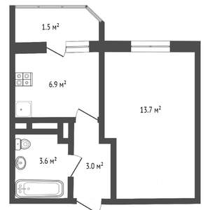 1-к квартира, вторичка, 31м2, 16/22 этаж