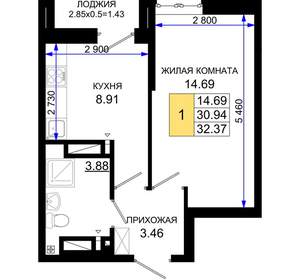 1-к квартира, вторичка, 32м2, 10/25 этаж
