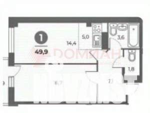 1-к квартира, вторичка, 50м2, 15/17 этаж