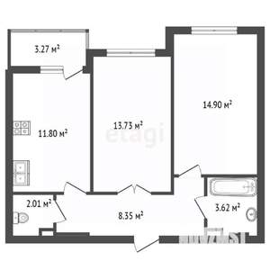 2-к квартира, вторичка, 56м2, 10/20 этаж