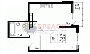 1-к квартира, вторичка, 34м2, 9/18 этаж