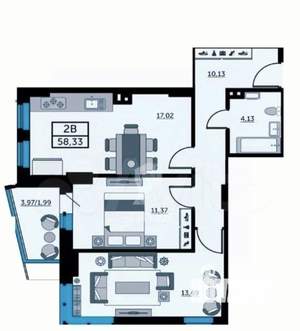 2-к квартира, вторичка, 60м2, 20/25 этаж