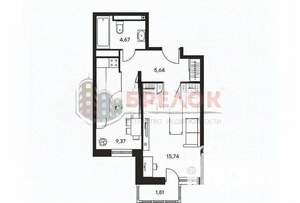 1-к квартира, вторичка, 37м2, 15/25 этаж