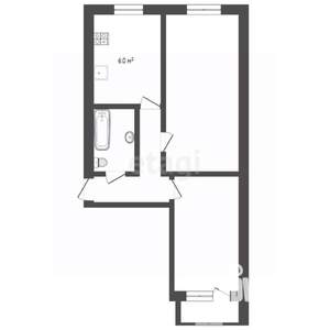2-к квартира, вторичка, 44м2, 1/5 этаж