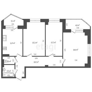 3-к квартира, вторичка, 100м2, 20/25 этаж