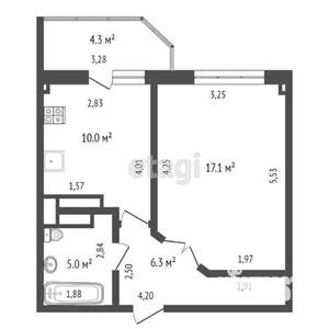 1-к квартира, вторичка, 41м2, 1/9 этаж