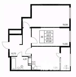 2-к квартира, вторичка, 67м2, 21/25 этаж
