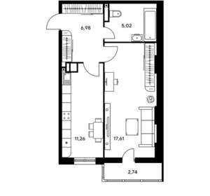 1-к квартира, вторичка, 45м2, 3/25 этаж