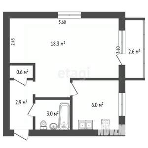 1-к квартира, вторичка, 31м2, 2/5 этаж