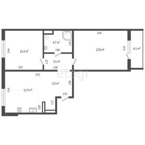 2-к квартира, вторичка, 54м2, 2/10 этаж