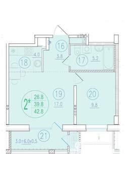 2-к квартира, вторичка, 43м2, 3/23 этаж