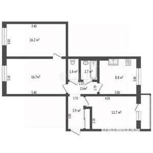 3-к квартира, вторичка, 65м2, 3/5 этаж