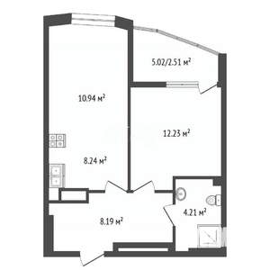 1-к квартира, вторичка, 46м2, 22/25 этаж