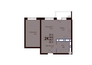 2-к квартира, вторичка, 46м2, 4/25 этаж