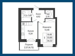 1-к квартира, вторичка, 36м2, 7/8 этаж
