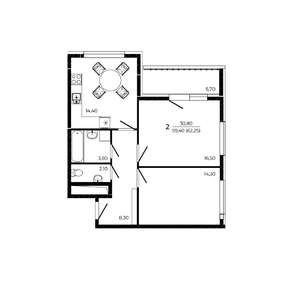 2-к квартира, вторичка, 62м2, 7/19 этаж