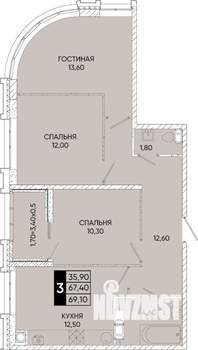 3-к квартира, вторичка, 69м2, 8/24 этаж