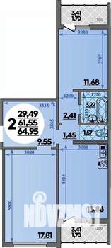 2-к квартира, вторичка, 65м2, 13/17 этаж
