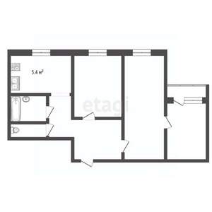 3-к квартира, вторичка, 52м2, 9/9 этаж