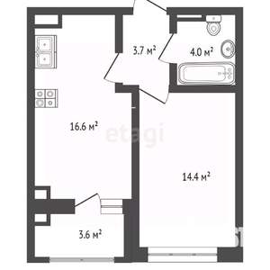 1-к квартира, вторичка, 44м2, 13/14 этаж