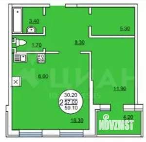 2-к квартира, вторичка, 59м2, 4/9 этаж